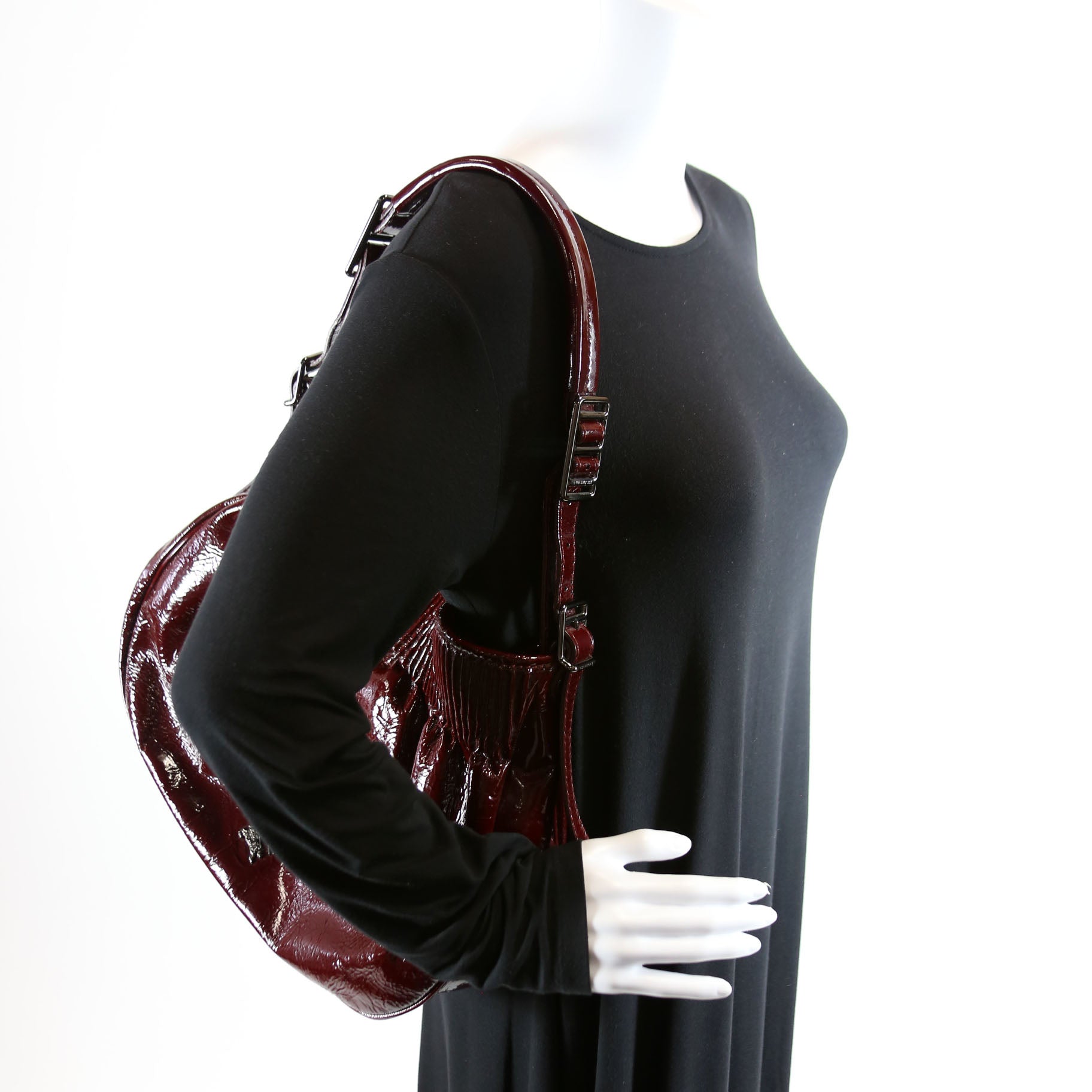 Patent Leather Hobo Burgundy