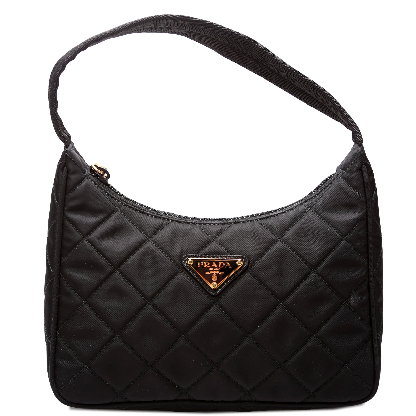 1NE051 Quilted Nylon Shoulder Bag Black