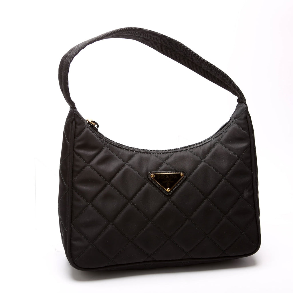 1NE051 Quilted Nylon Shoulder Bag Black