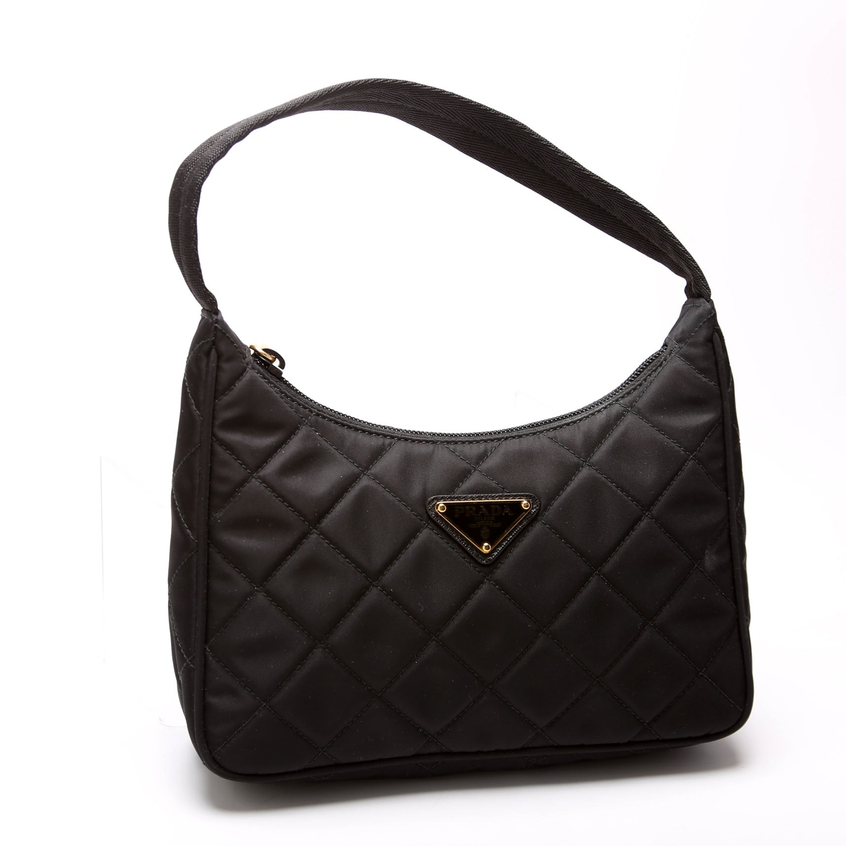 1NE051 Quilted Nylon Shoulder Bag Black