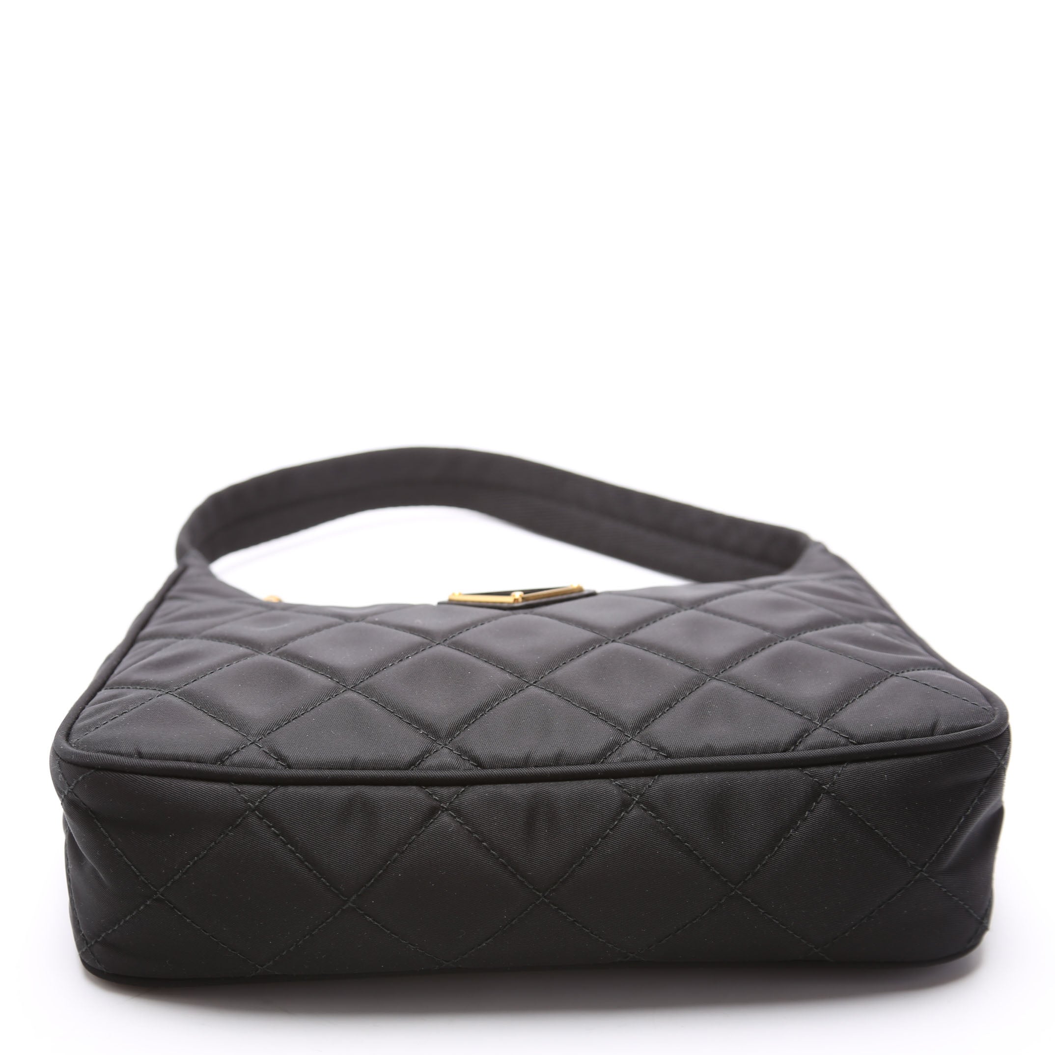 1NE051 Quilted Nylon Shoulder Bag Black