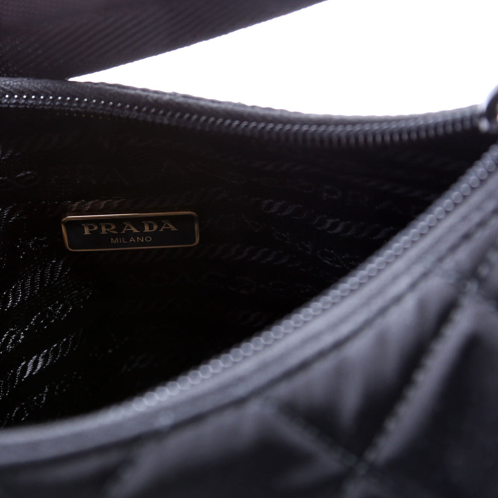 1NE051 Quilted Nylon Shoulder Bag Black