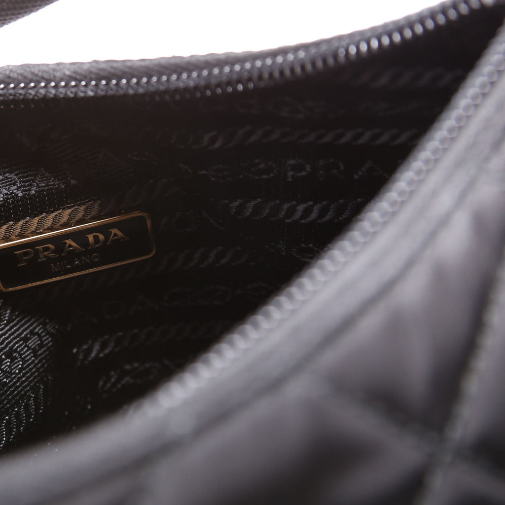 1NE051 Quilted Nylon Shoulder Bag Black