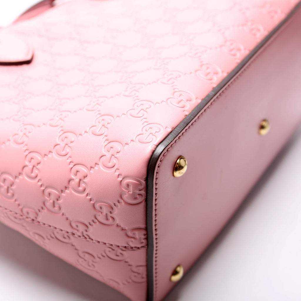 428226 Signature Leather Fold Over Tote Pink