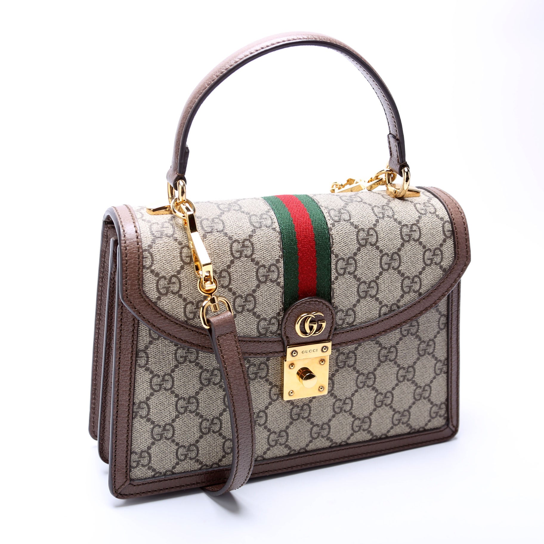 651055 GG Supreme Ophidia Small Top Handle Bag Brown