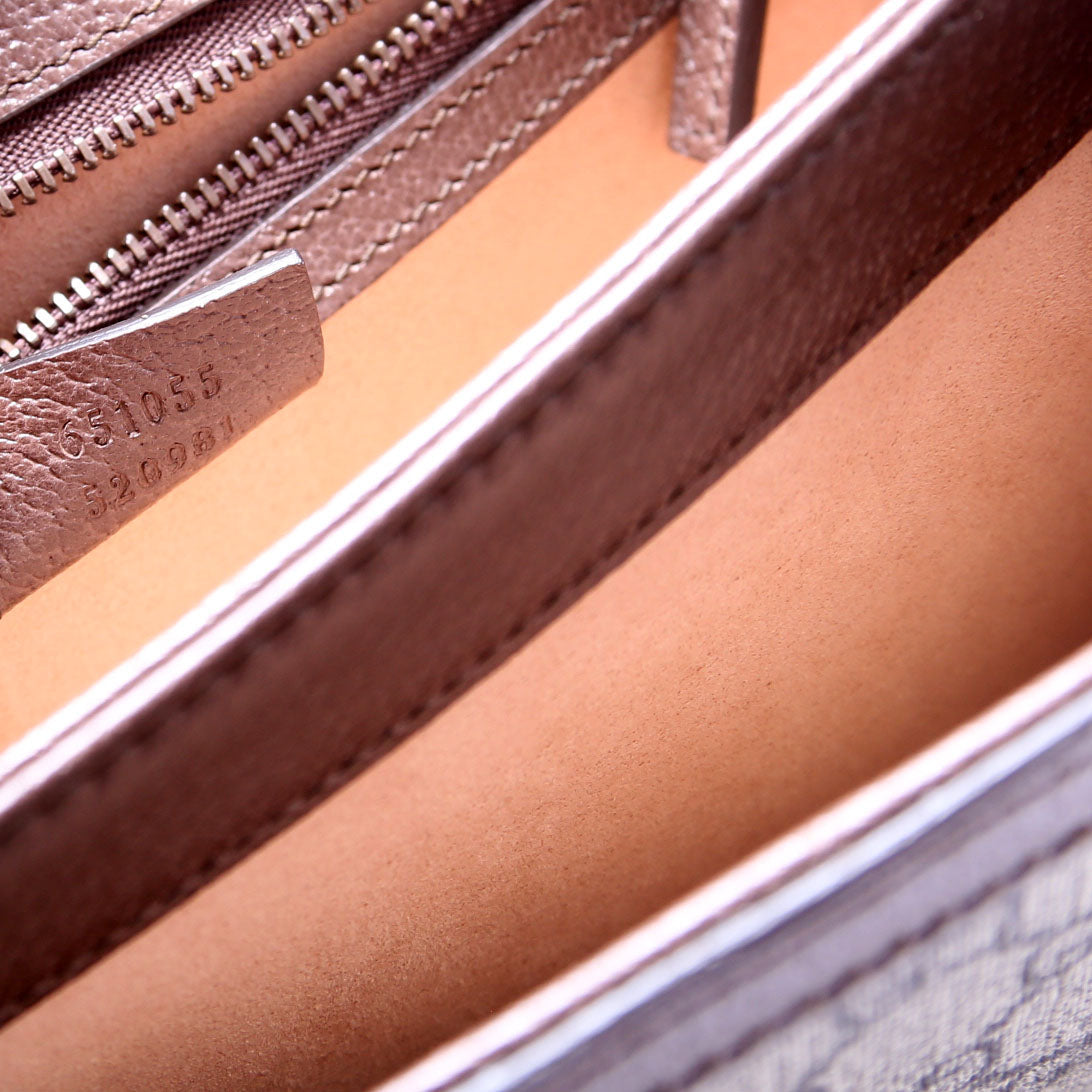651055 GG Supreme Ophidia Small Top Handle Bag Brown