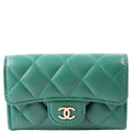 Classic Flap Card Holder Lambskin RFID Green
