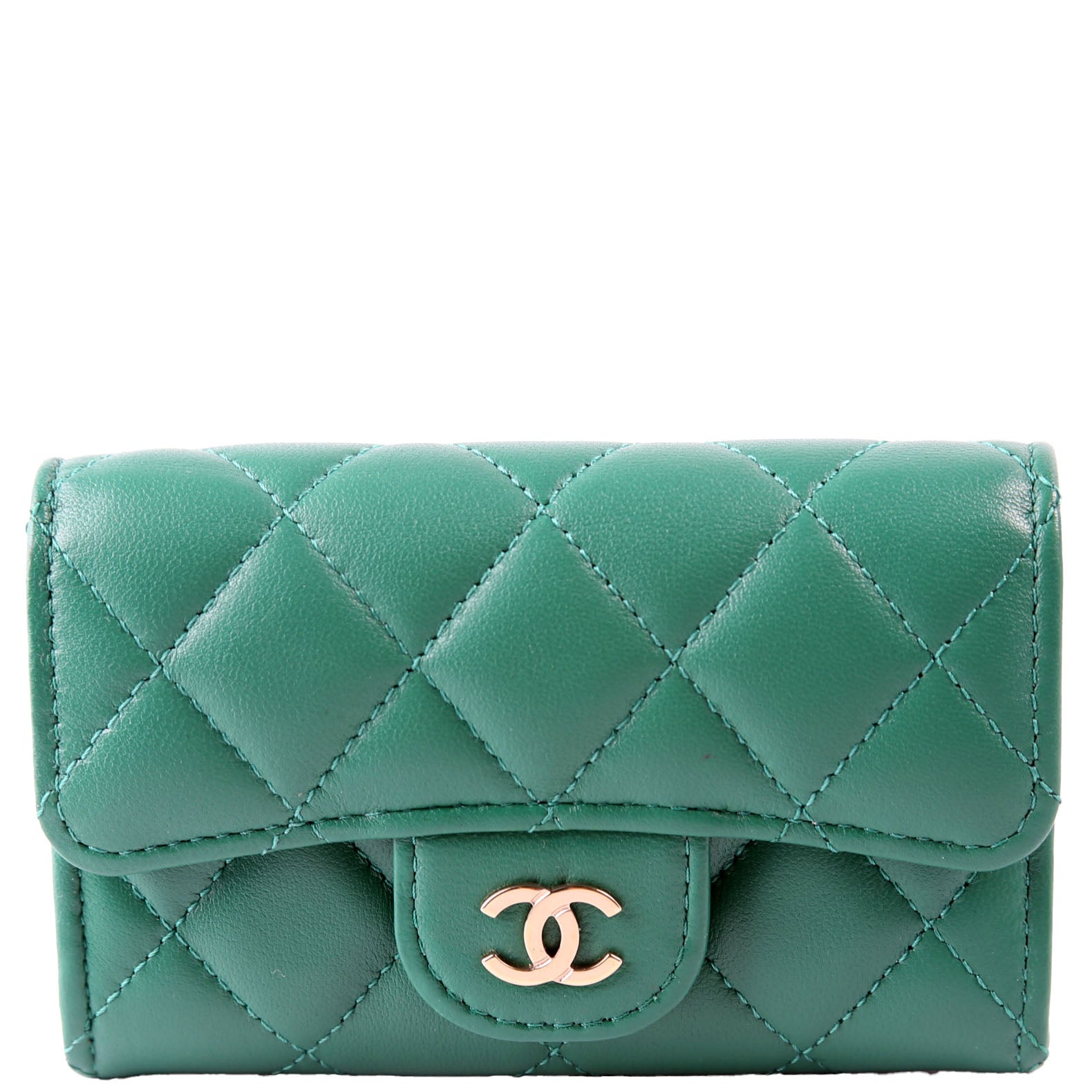 Classic Flap Card Holder Lambskin RFID Green