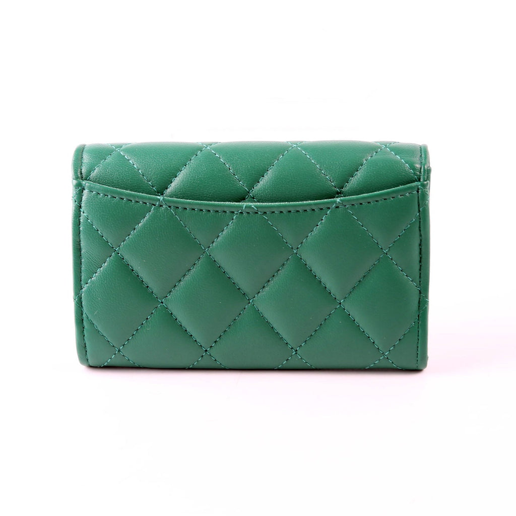 Classic Flap Card Holder Lambskin RFID Green