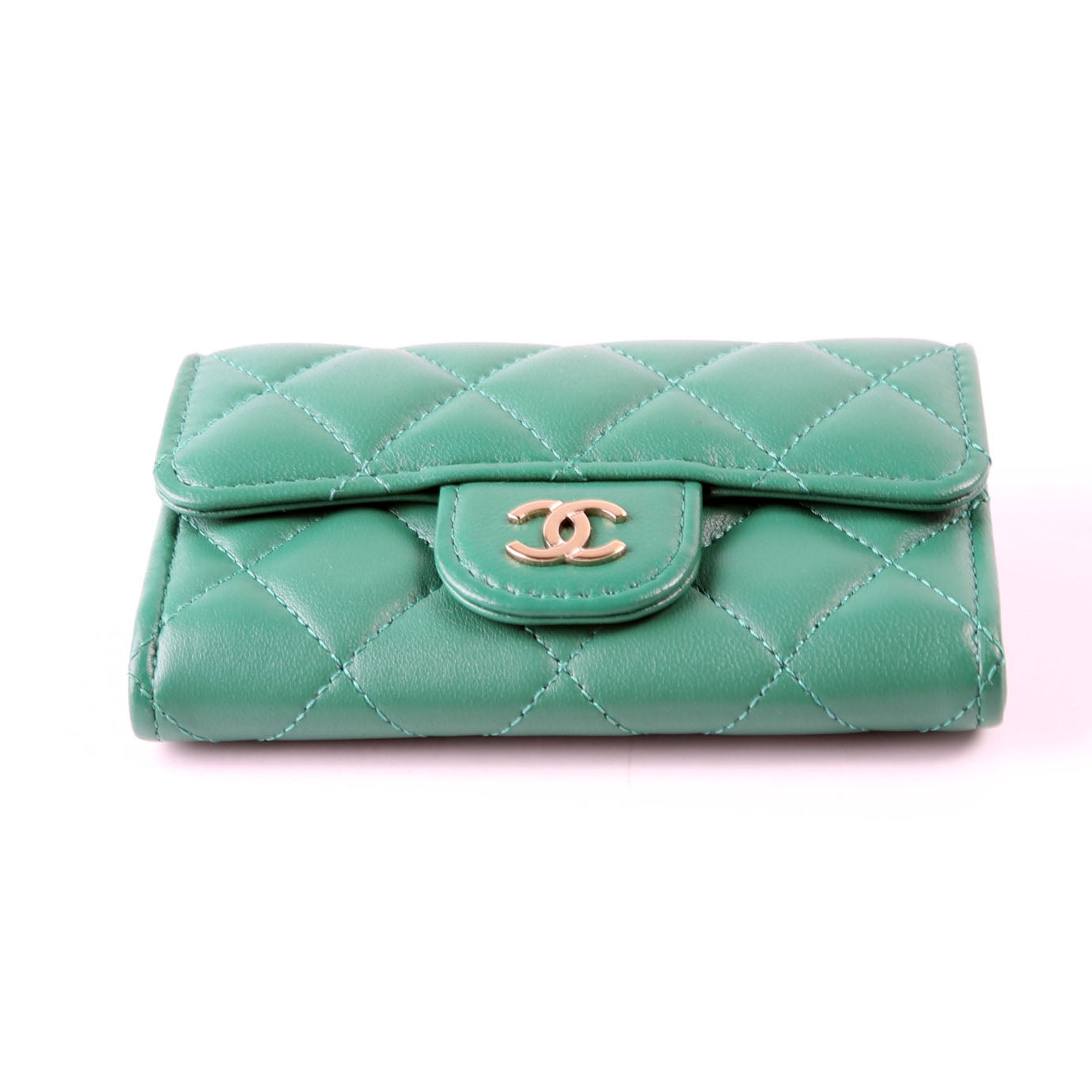 Classic Flap Card Holder Lambskin RFID Green