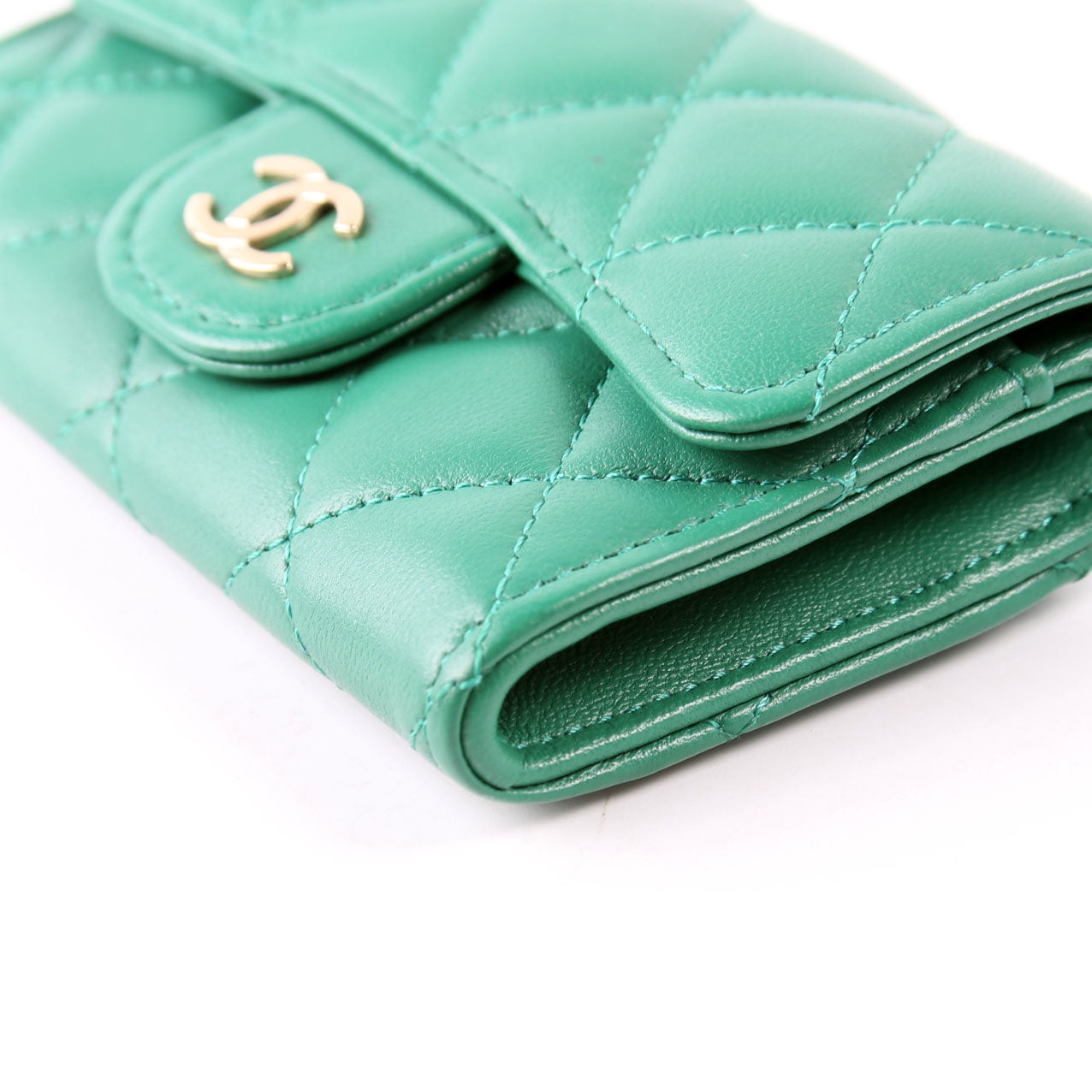 Classic Flap Card Holder Lambskin RFID Green