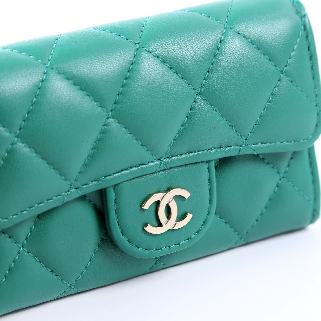 Classic Flap Card Holder Lambskin RFID Green