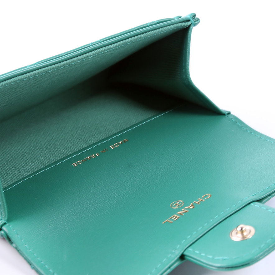 Classic Flap Card Holder Lambskin RFID Green