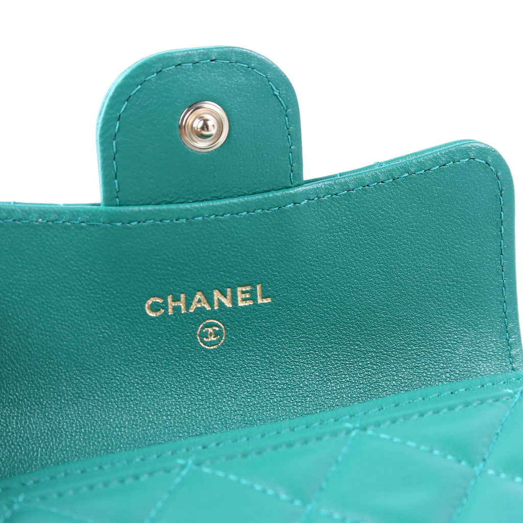 Classic Flap Card Holder Lambskin RFID Green