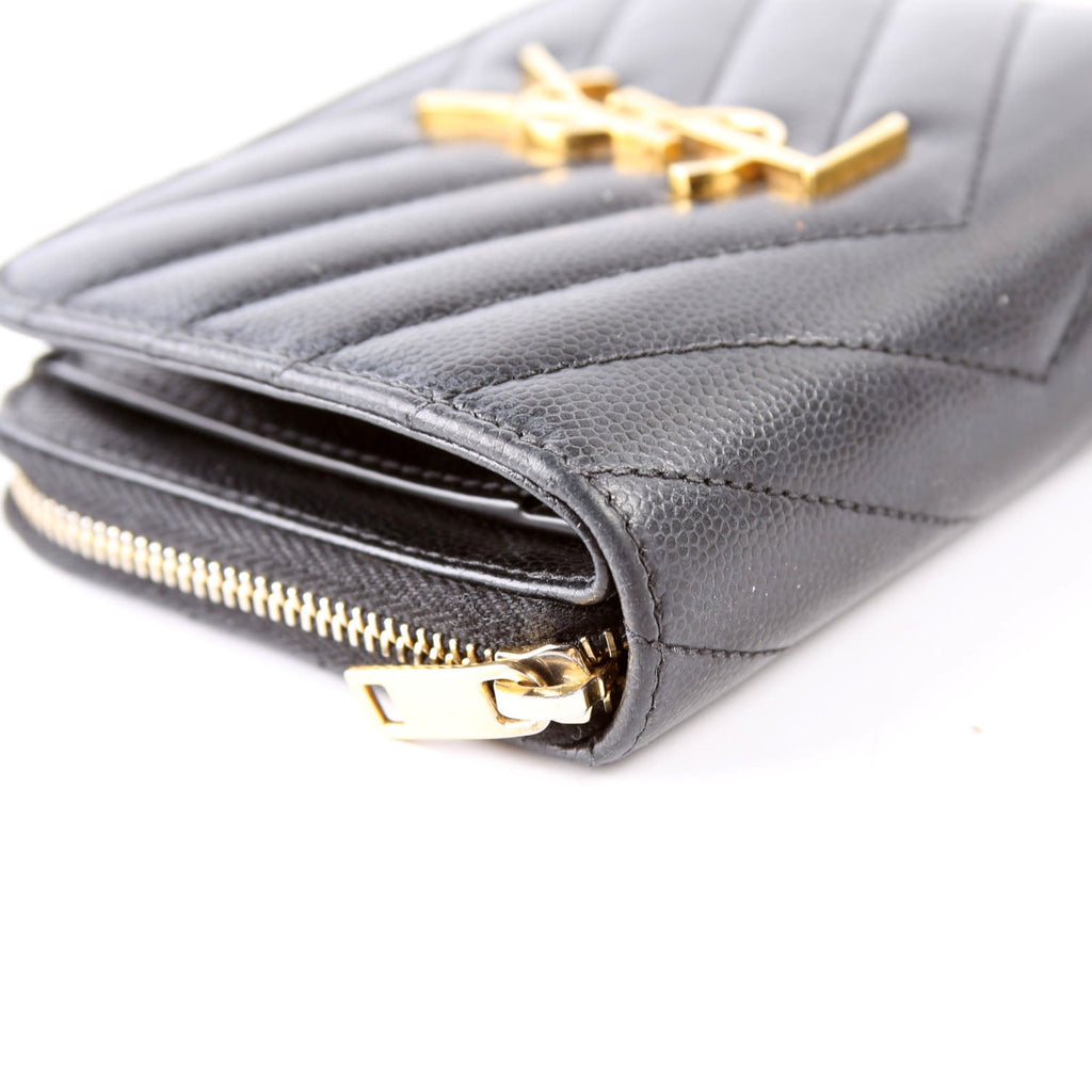 403723 Cassandre Grain de Poudre Zip Around Compact Wallet Black
