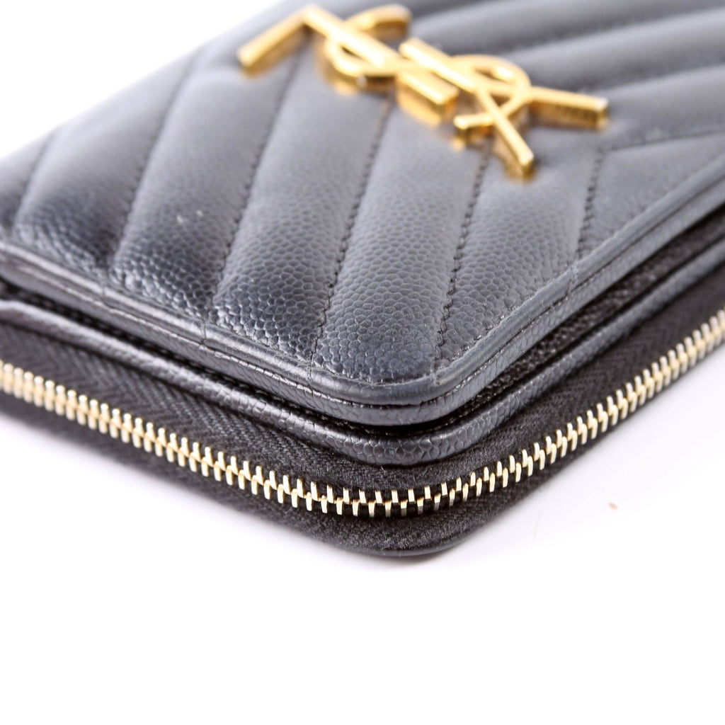 403723 Cassandre Grain de Poudre Zip Around Compact Wallet Black