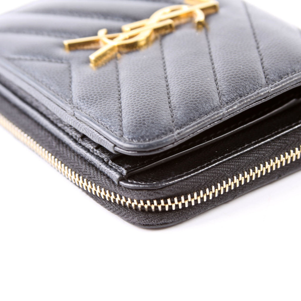 403723 Cassandre Grain de Poudre Zip Around Compact Wallet Black