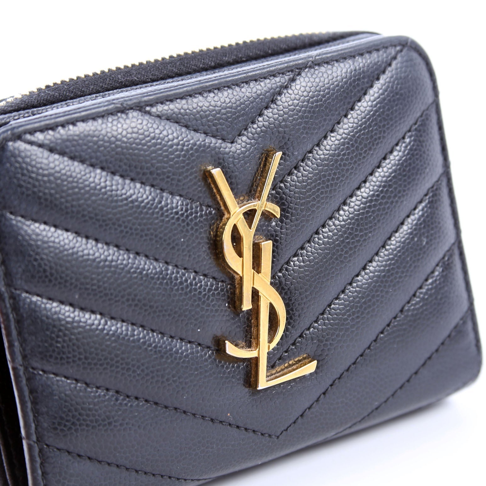 403723 Cassandre Grain de Poudre Zip Around Compact Wallet Black