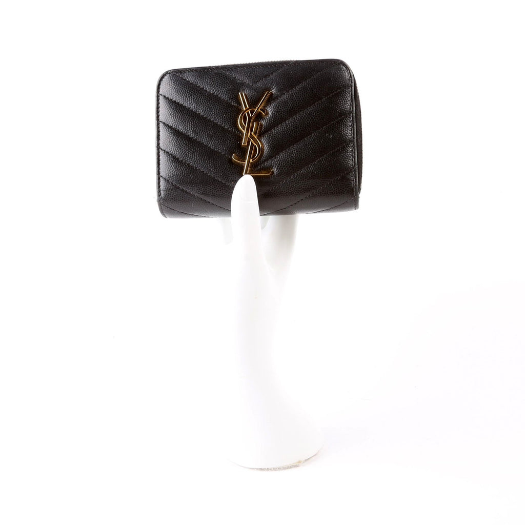 403723 Cassandre Grain de Poudre Zip Around Compact Wallet Black