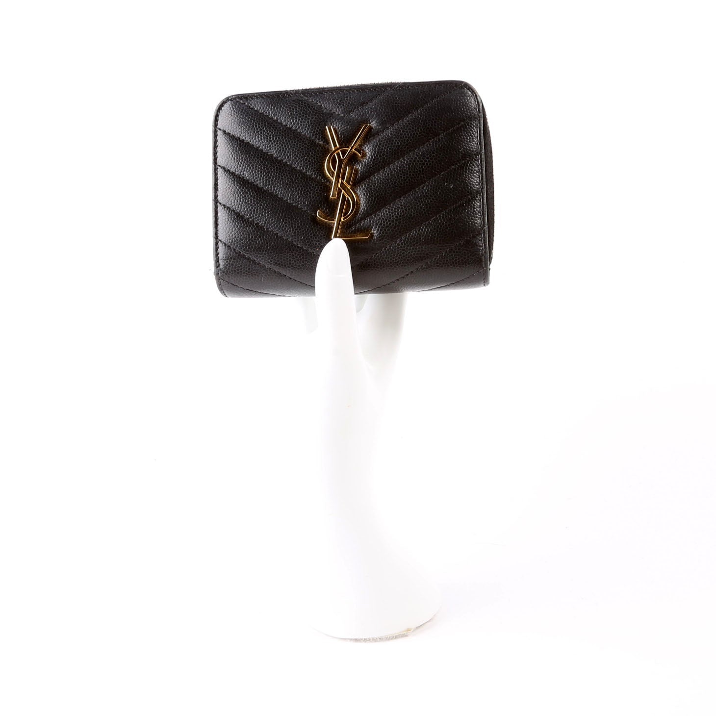 403723 Cassandre Grain de Poudre Zip Around Compact Wallet Black