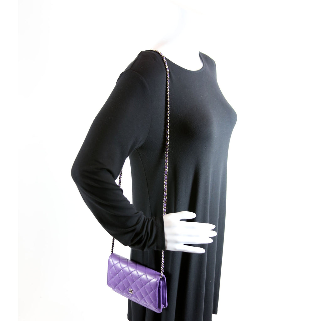 WOC Classic Quilted Caviar RFID Purple