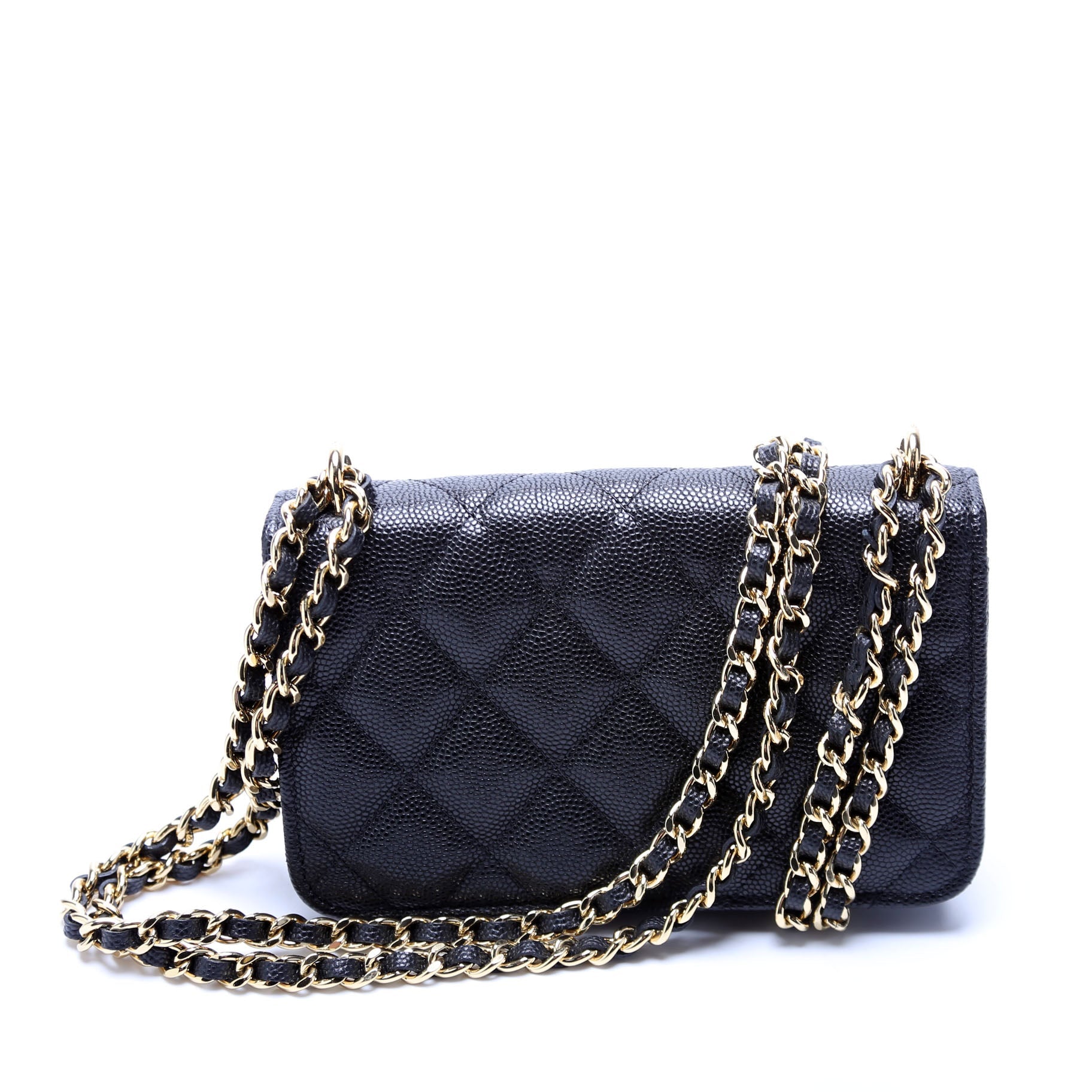 Pocket Twins Clutch on Chain Small Caviar