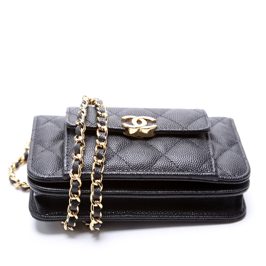 Pocket Twins Clutch on Chain Small Caviar