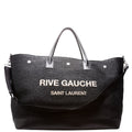 Rive Gauche Raffia Calfskin Maxi Tote 718554 Black