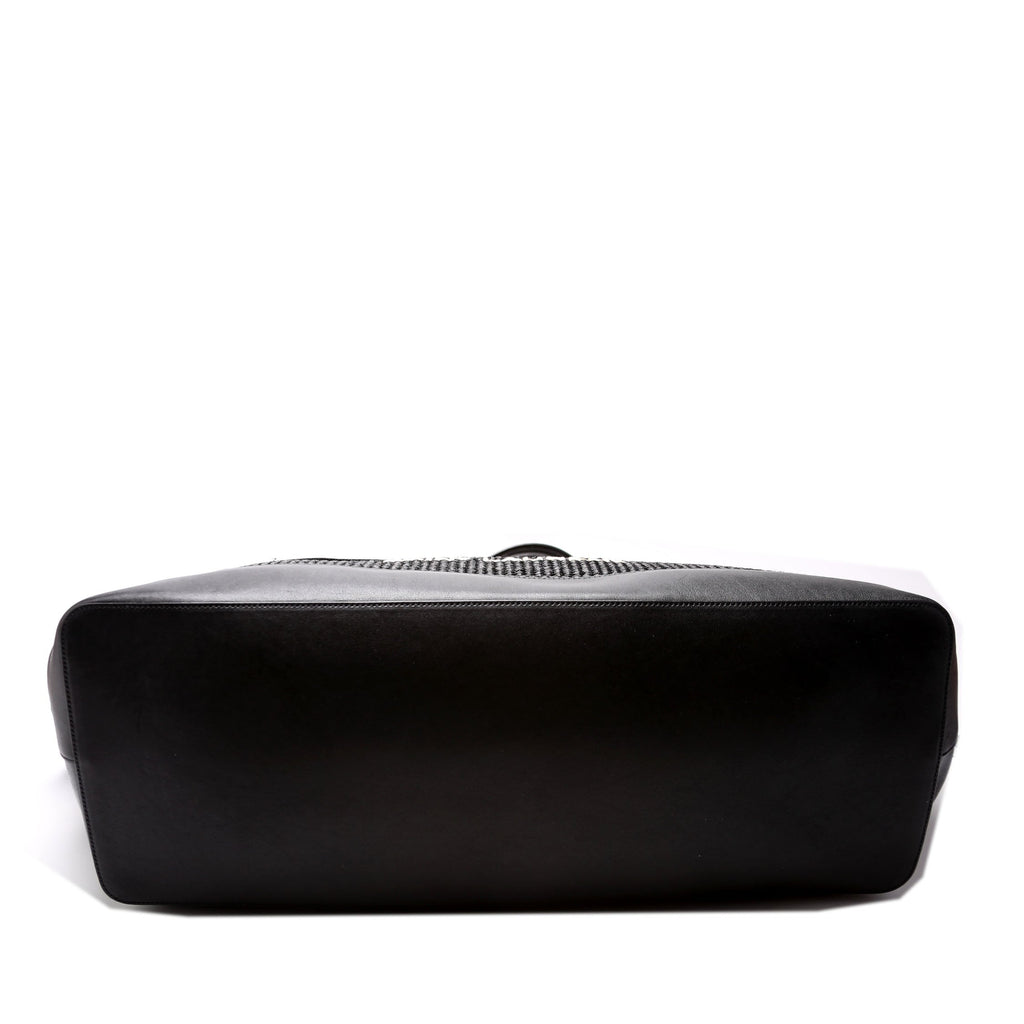 Rive Gauche Raffia Calfskin Maxi Tote 718554 Black