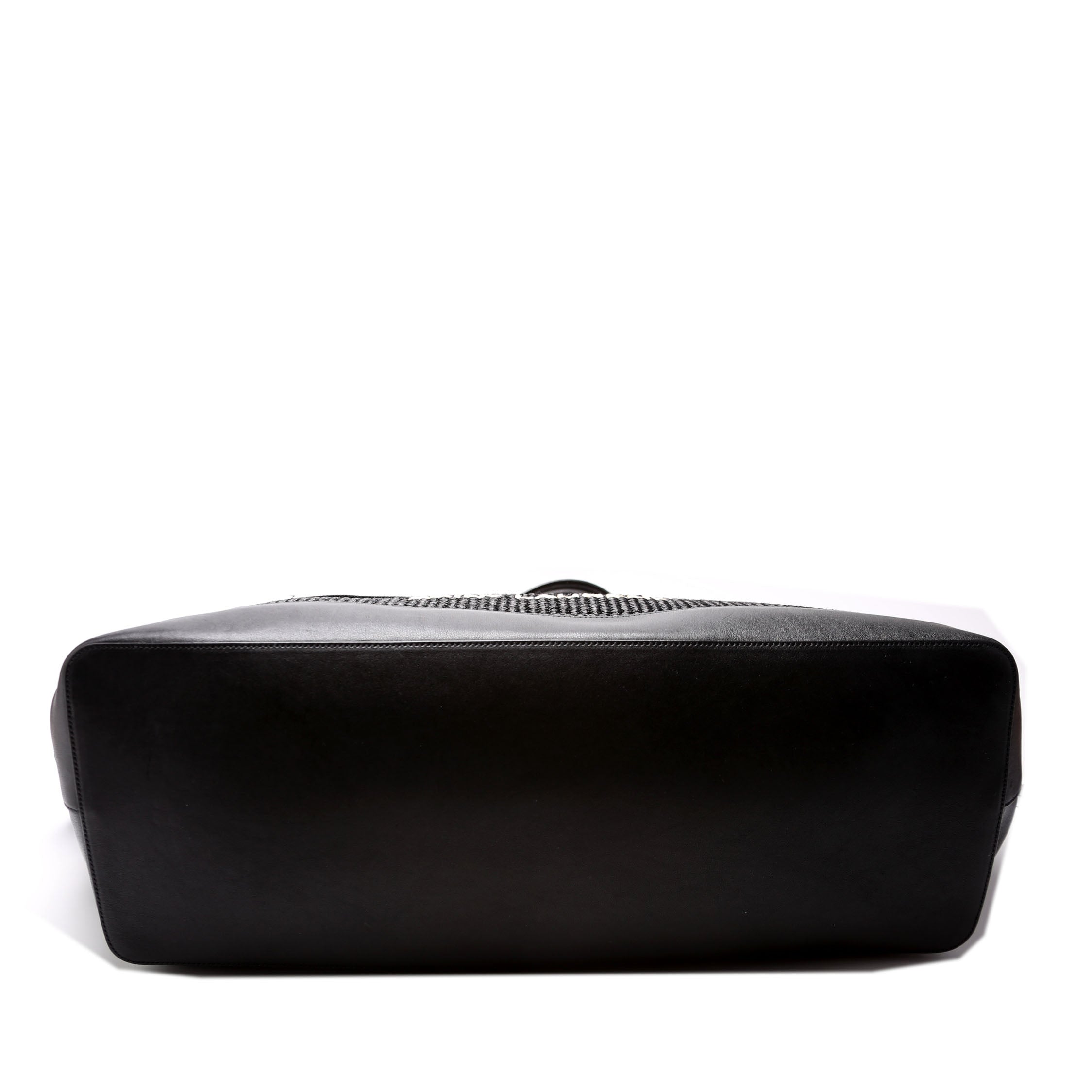Rive Gauche Raffia Calfskin Maxi Tote 718554 Black