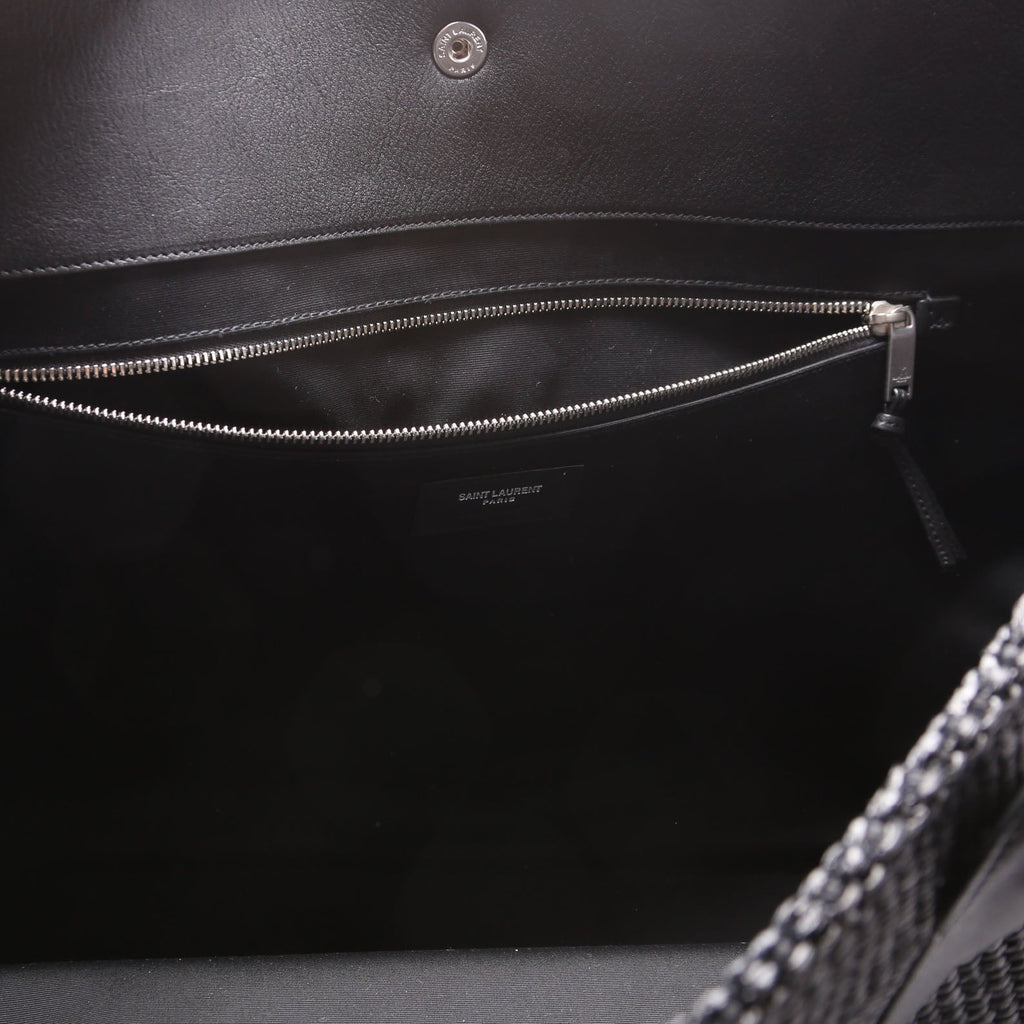 Rive Gauche Raffia Calfskin Maxi Tote 718554 Black