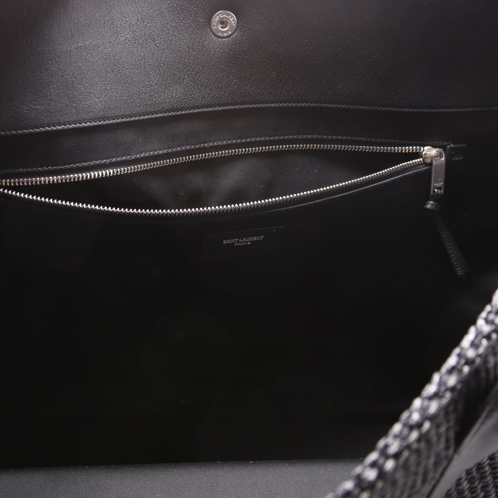Rive Gauche Raffia Calfskin Maxi Tote 718554 Black