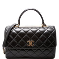 Trendy Top Handle Medium Lambskin 28M Black
