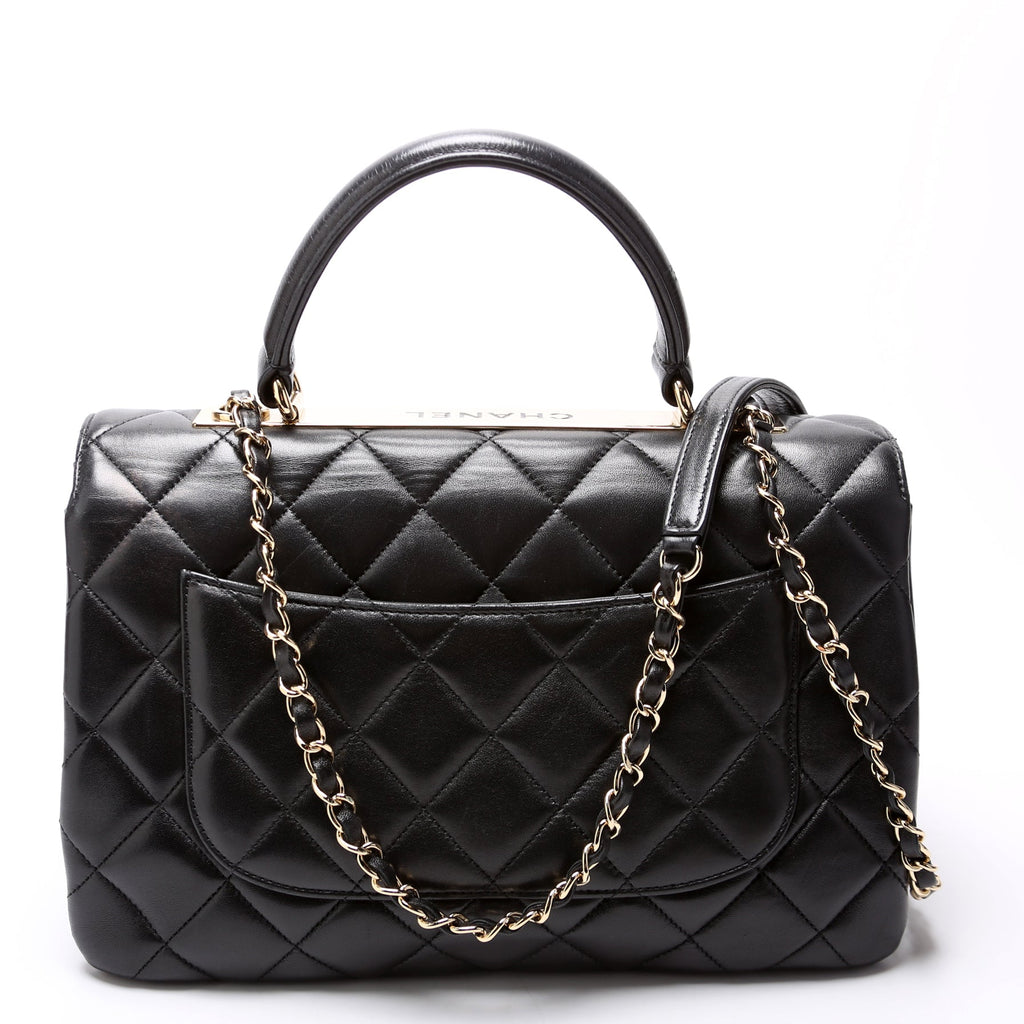 Trendy Top Handle Medium Lambskin 28M Black