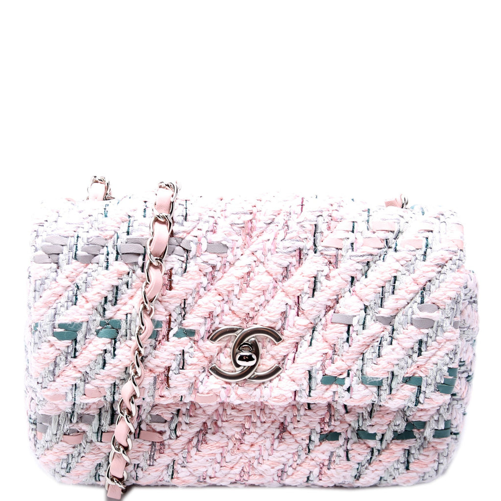 Classic Flap Mini Rectangle Tweed RFID Pink