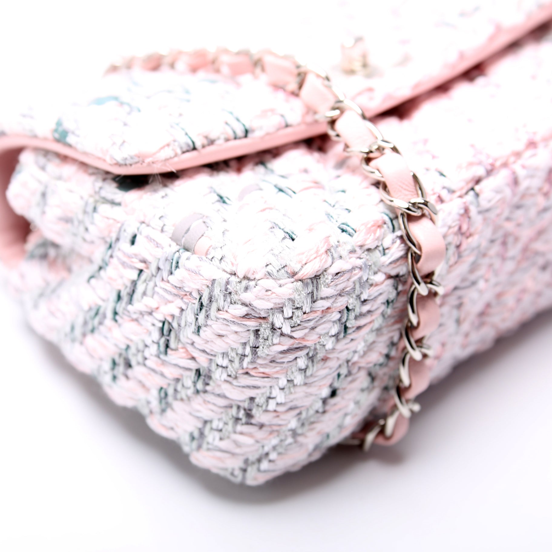 Classic Flap Mini Rectangle Tweed RFID Pink
