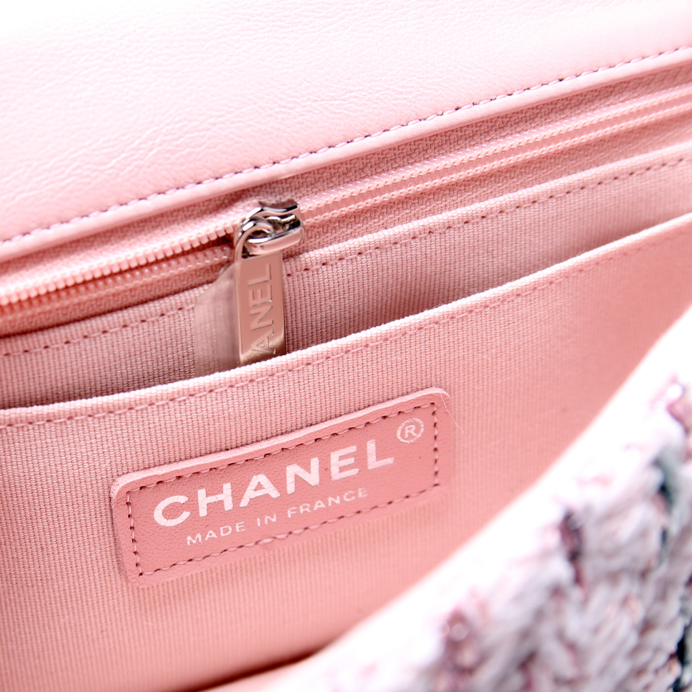 Classic Flap Mini Rectangle Tweed RFID Pink
