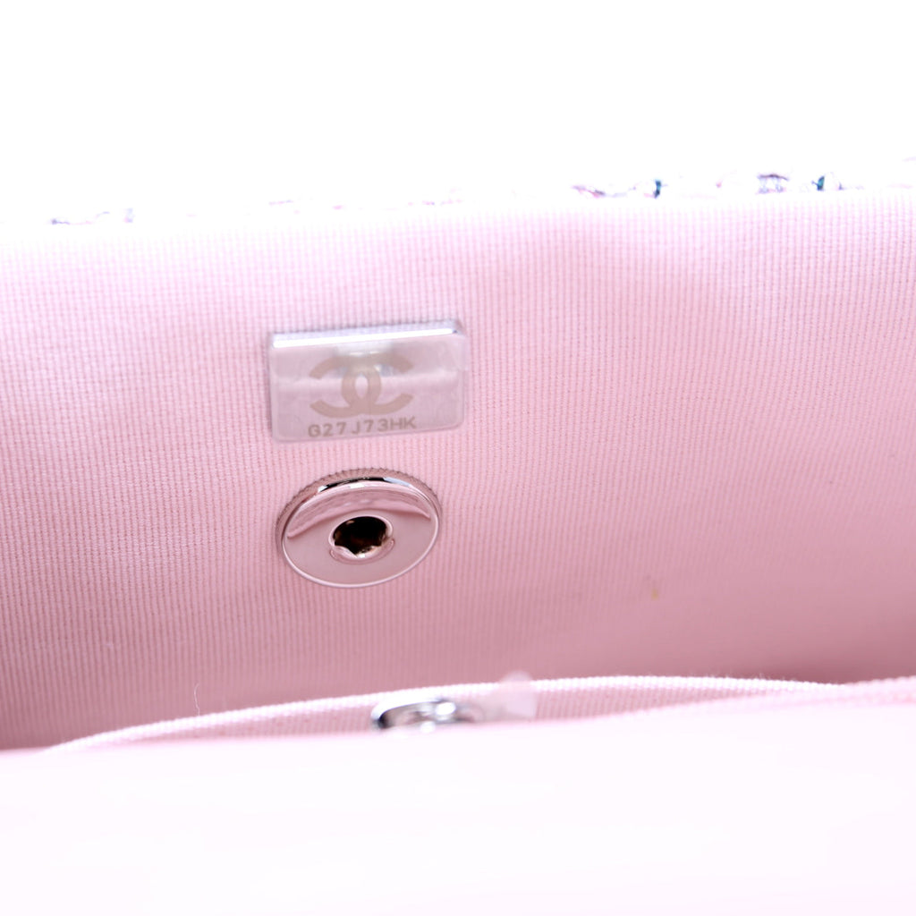 Classic Flap Mini Rectangle Tweed RFID Pink