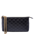 428449 GG Leather Wristlet Black