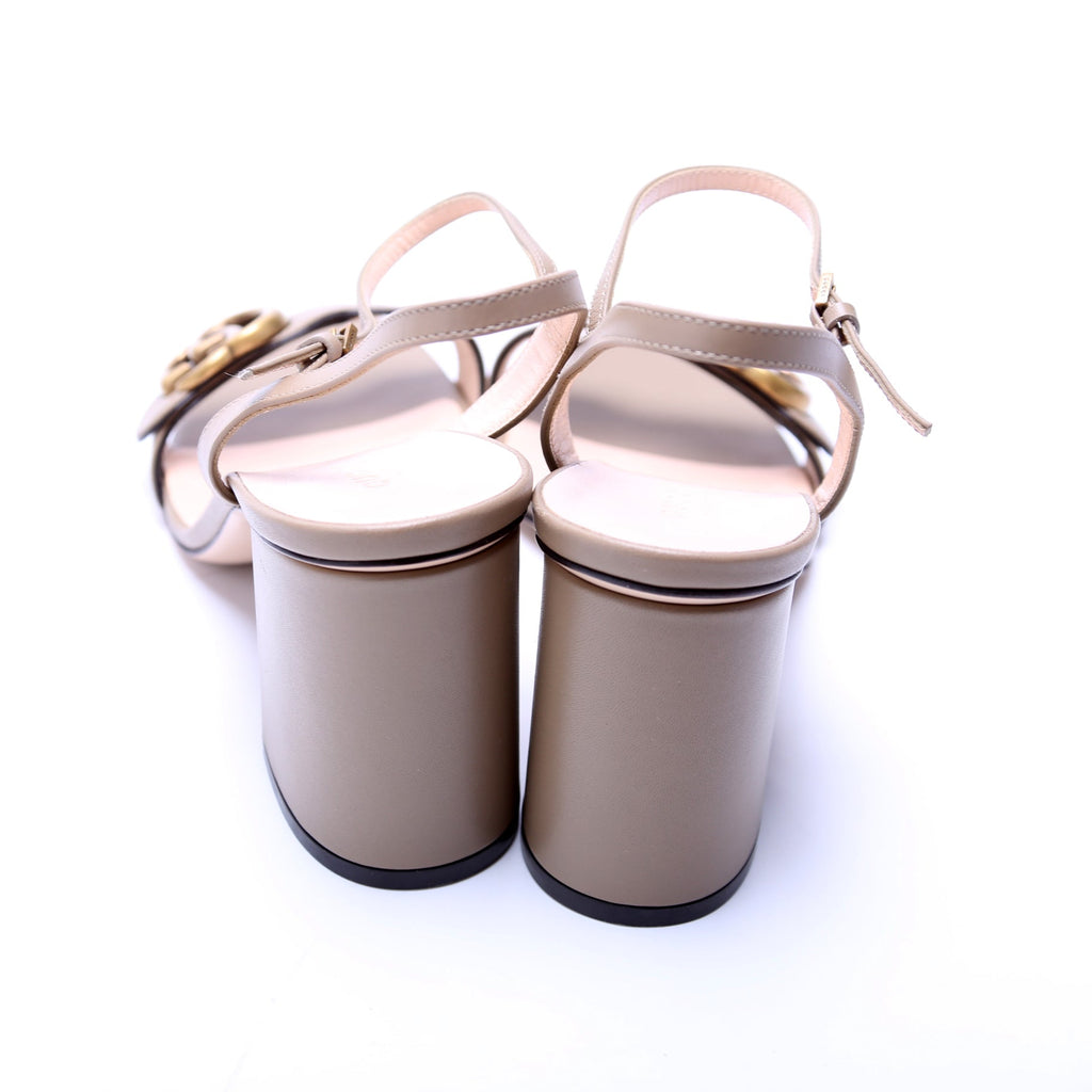 GG Marmont Sandal Heels Size 40 Taupe