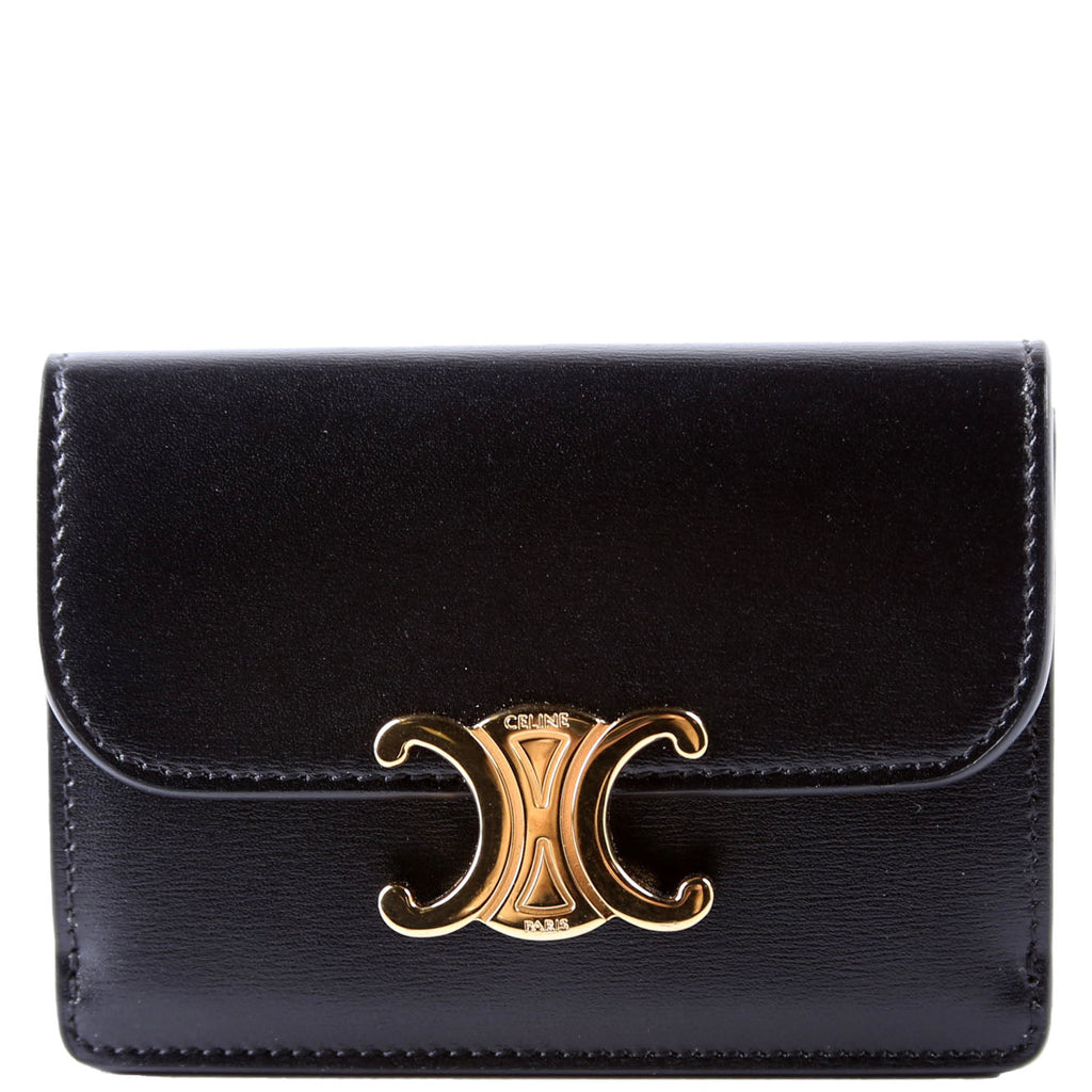 Triomphe Calf Flap Card Holder Black