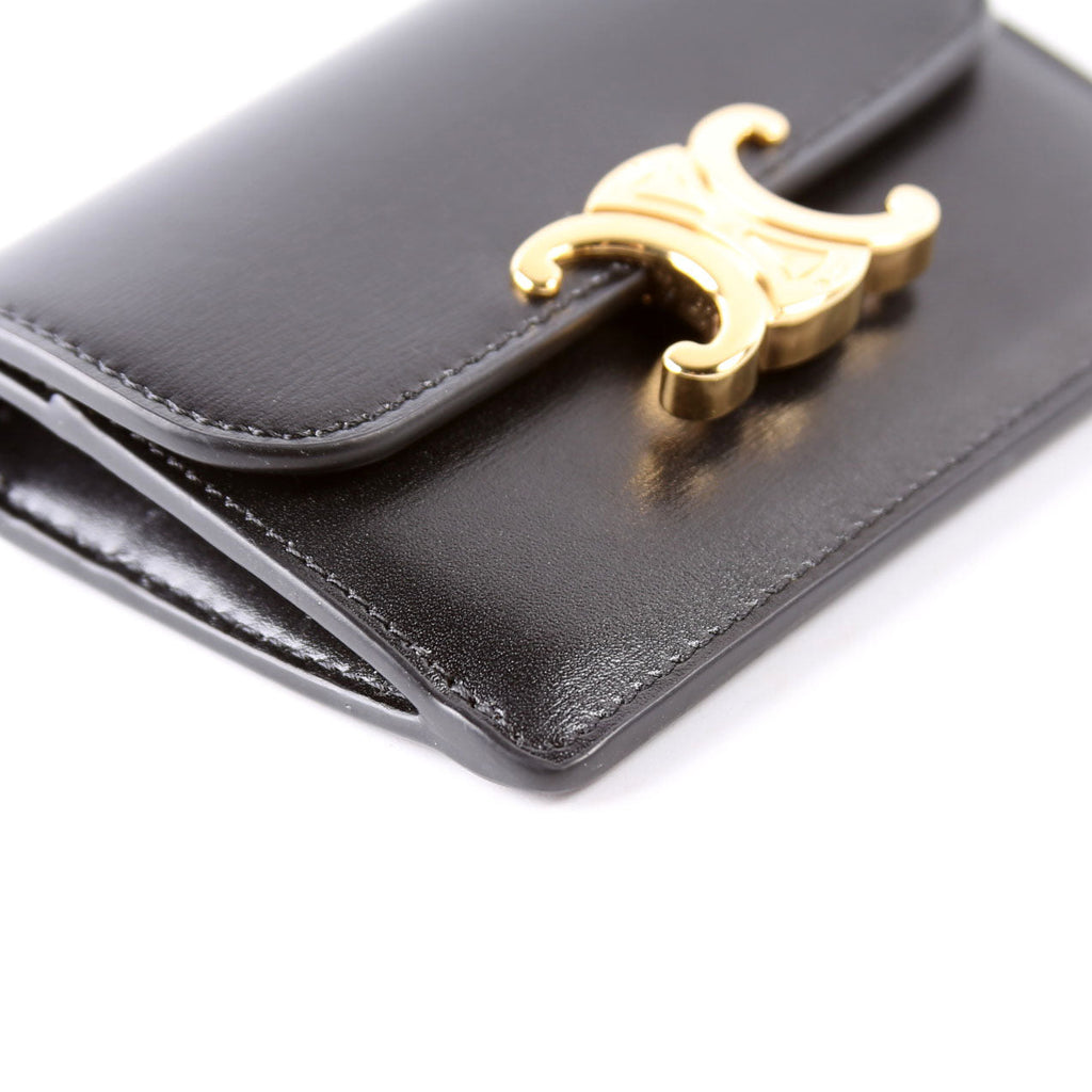 Triomphe Calf Flap Card Holder Black