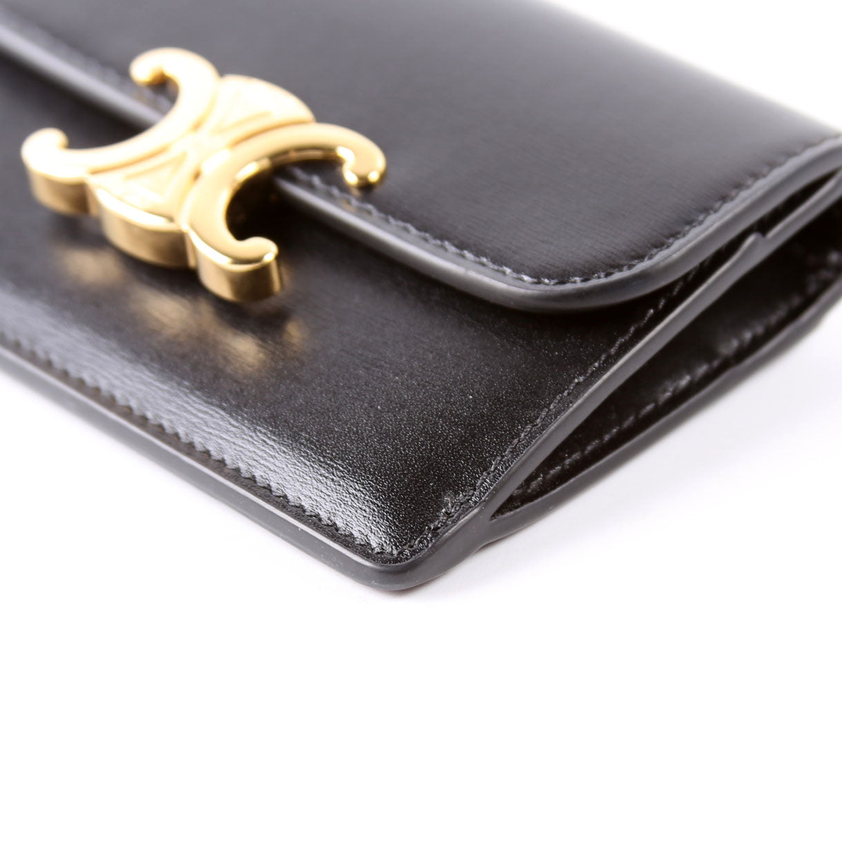 Triomphe Calf Flap Card Holder Black