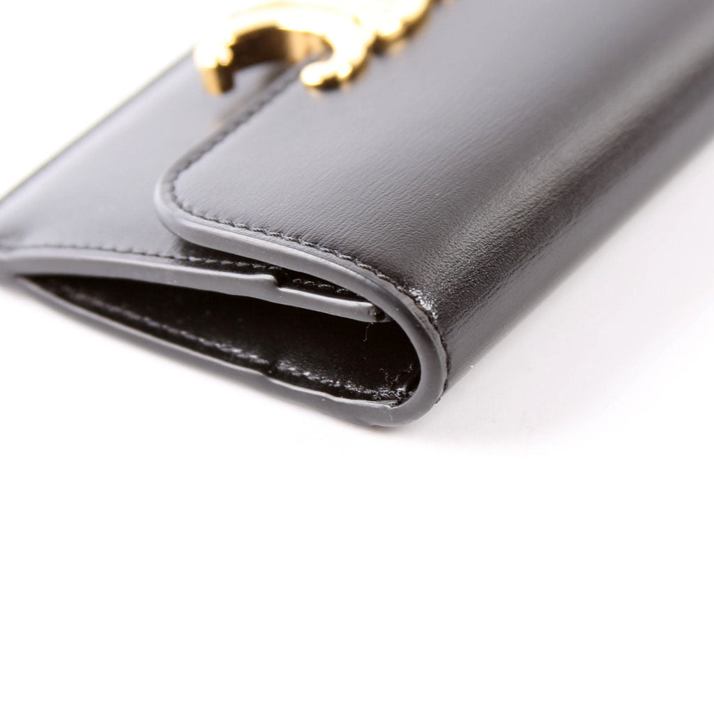 Triomphe Calf Flap Card Holder Black