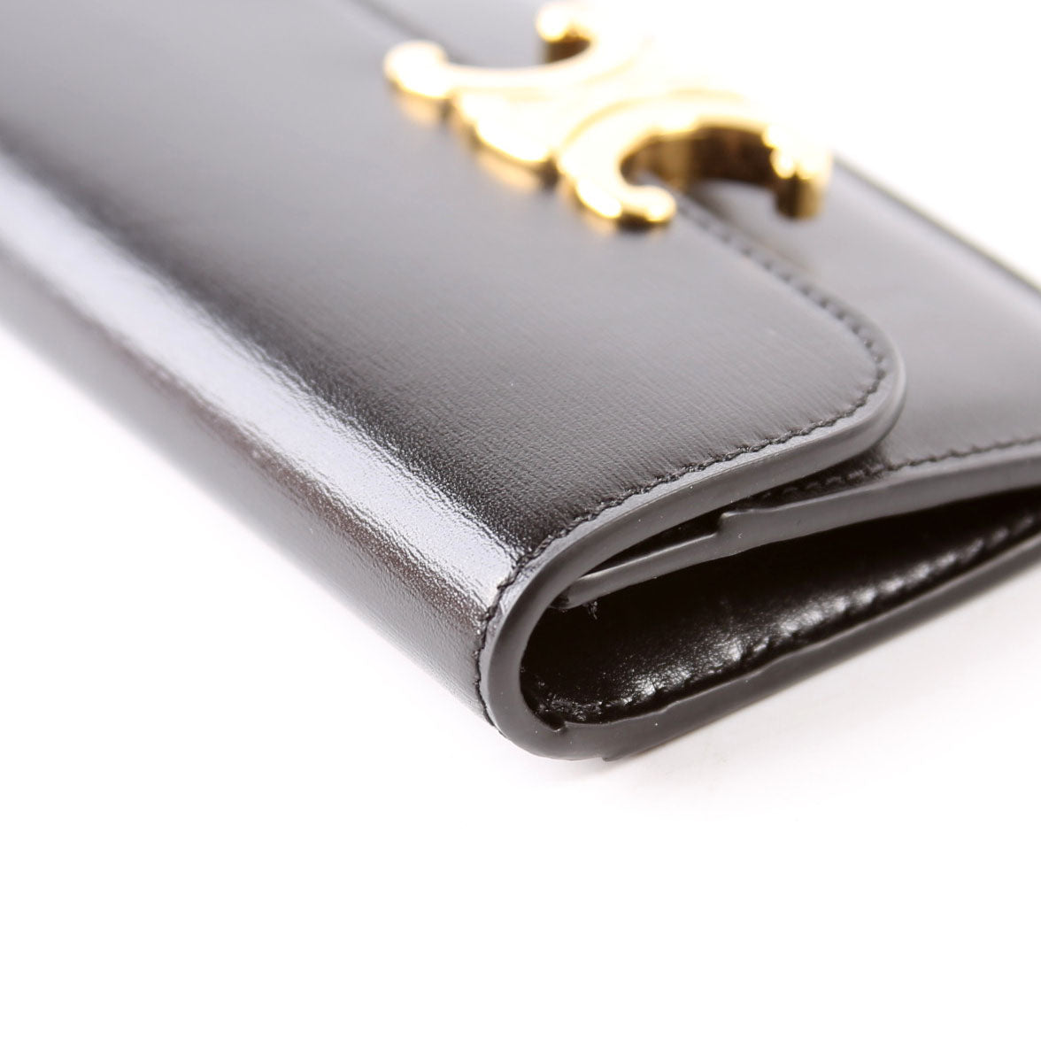 Triomphe Calf Flap Card Holder Black