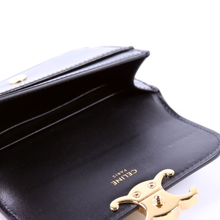 Triomphe Calf Flap Card Holder Black