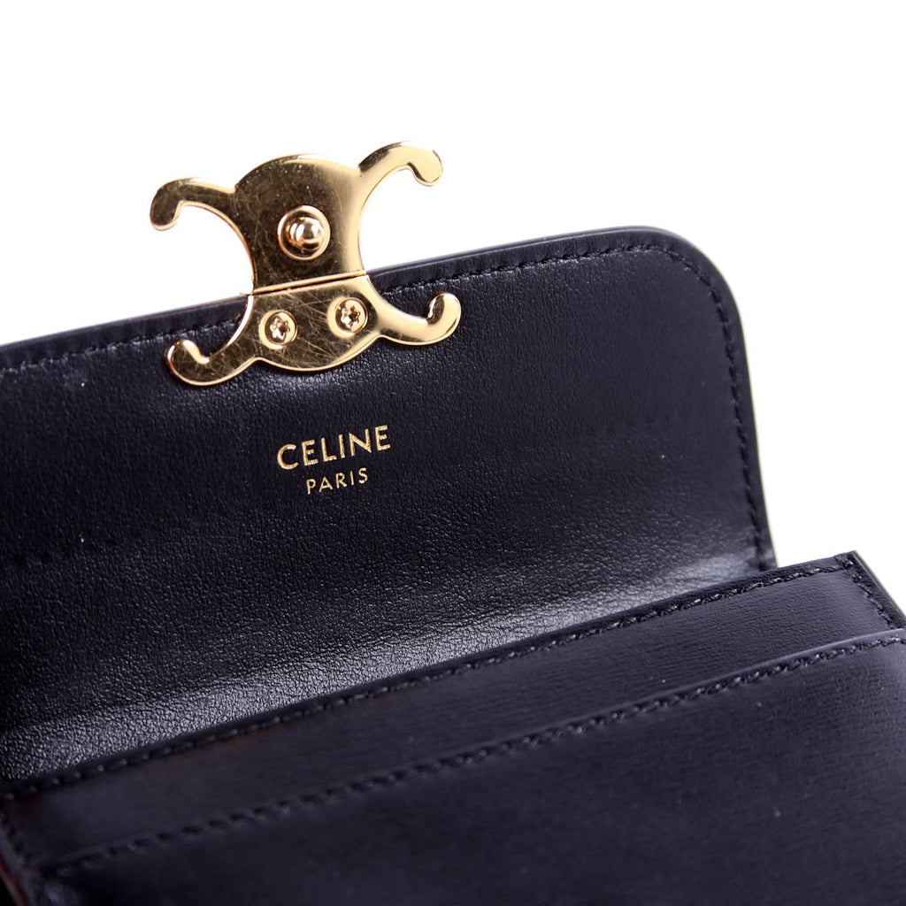 Triomphe Calf Flap Card Holder Black
