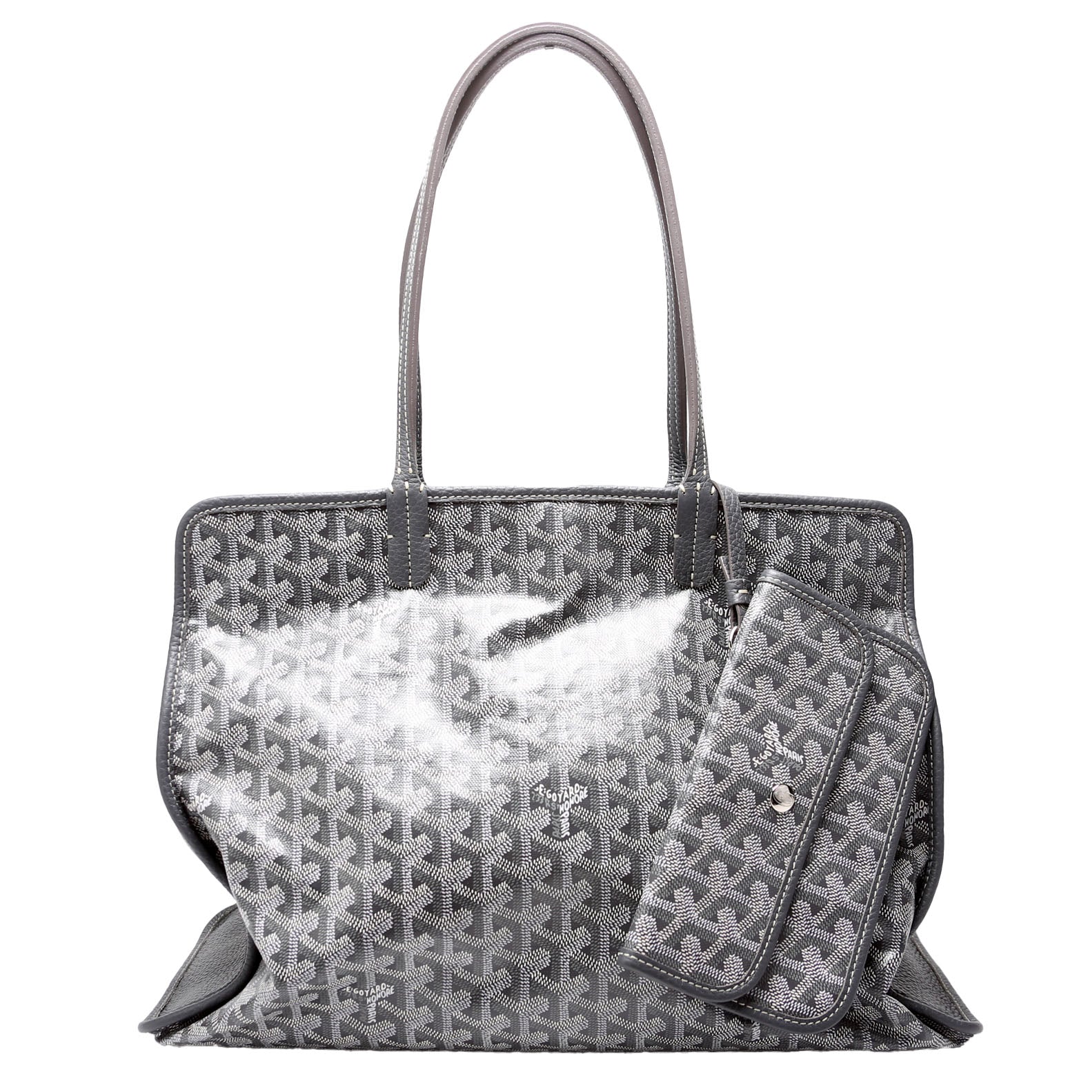 Sac Hardy PM W/Pouch Pet Carrier Goyardine Canvas Grey