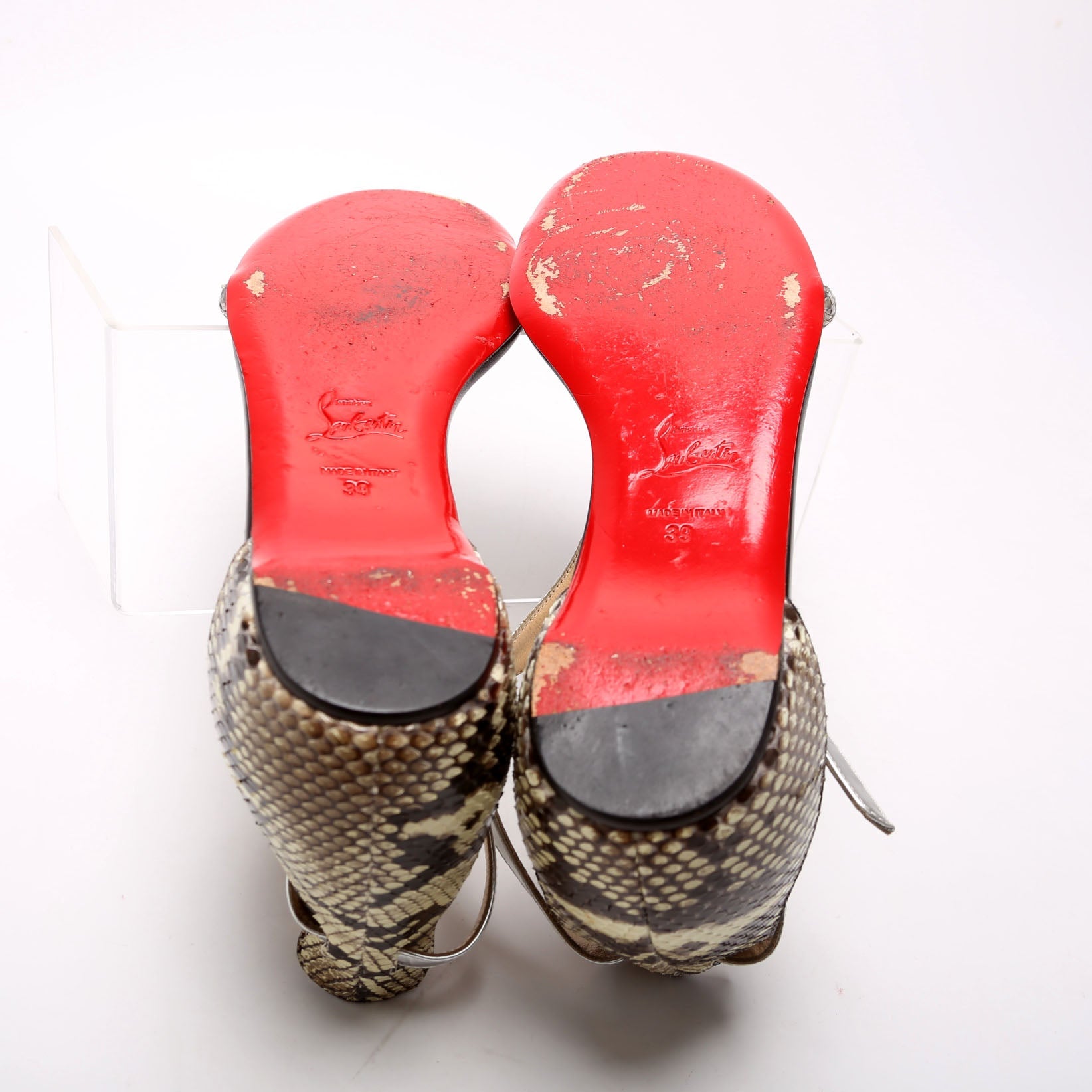 Athena Flat Sandals Size 39 Silver/Snakeskin
