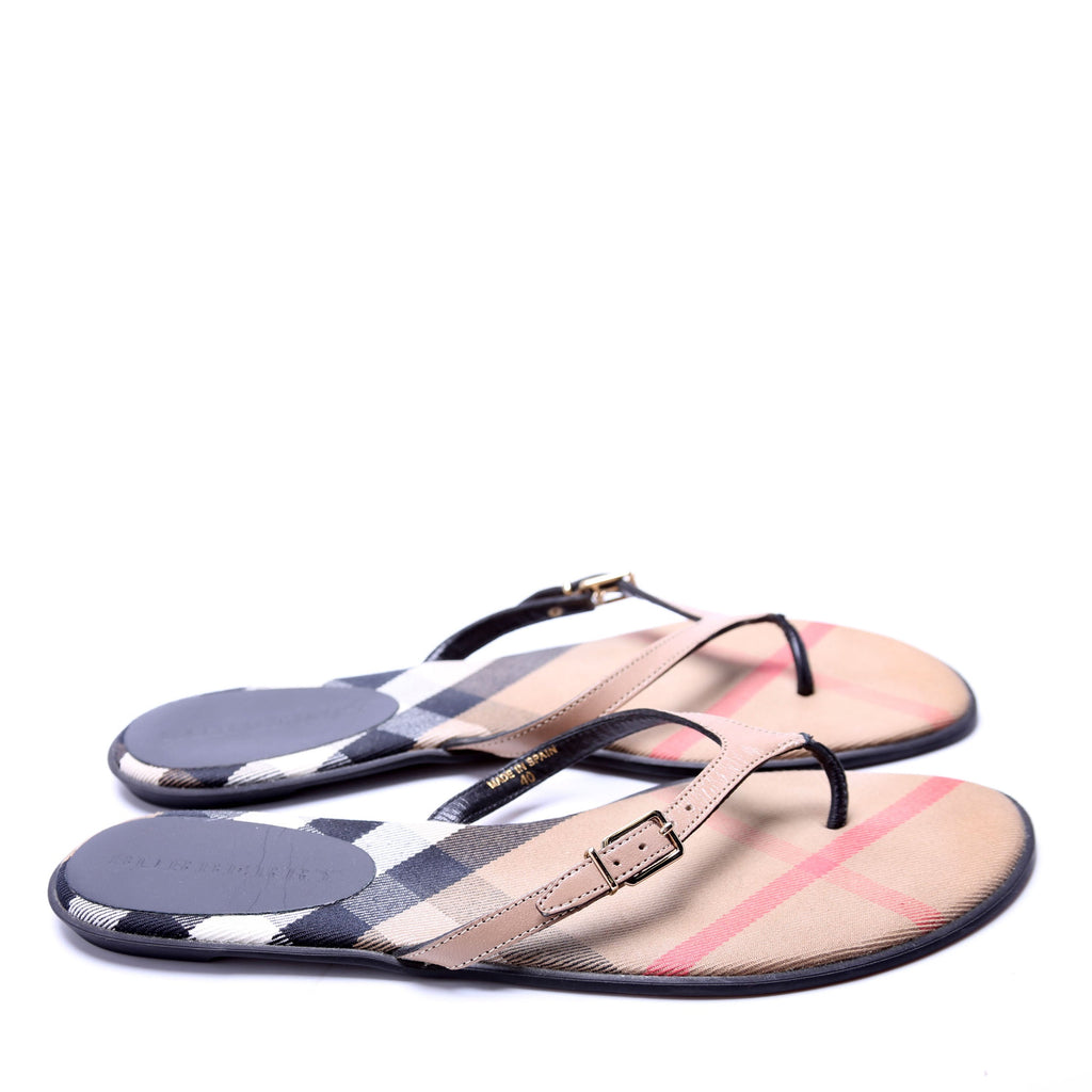 House Check T-Strap Sandals Size 40 Tan